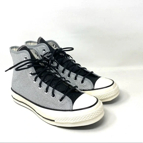 Converse Chuck 70 Sneakers High Top Silver Black Casual Skate Women Size 572038C - Picture 6 of 8